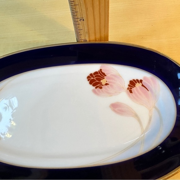 Vintage Legacy by Noritaki Formal butter dish Serving platter blue, white & gold - Picture 13 of 15